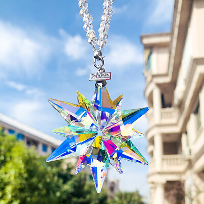 #ad NEW AB Car Hanging Suncatcher Fengshui Prism Crystal Glass Chandelier Pendant $11.57