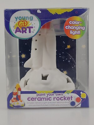 #ad Paint Your Own Ceramic Spaceship Rocket Light Young at Art Project Family Fun $11.01
