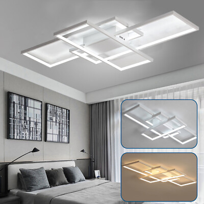 #ad Modern LED Acrylic Ceiling Light Flush Mount Lamp Chandelier Living Room Remote $77.10