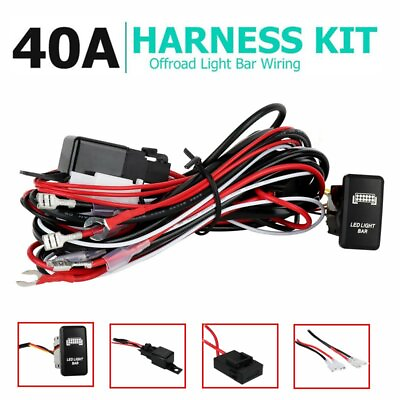 #ad #ad 12V 40A 2 Leads LED Work Light Bar Wiring Kit Harness Loom Switch Relay Kit $12.89