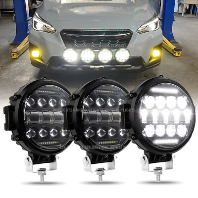 3pcs 7quot; inch Round Off Road DRL Led Work Lights Flood Spot Bumper Truck Boat 4WD $84.99