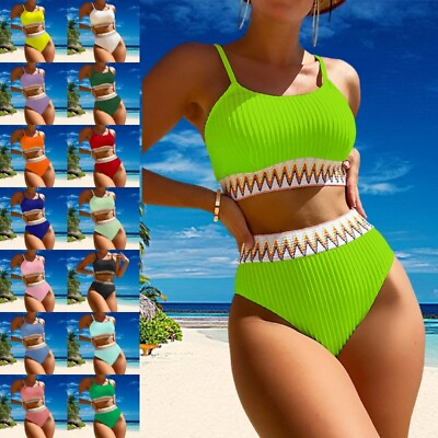 #ad Ladies Swim Bikini Sets Sleeveless Swimsuit Women Drifting Two Piece Wire free GBP 15.89