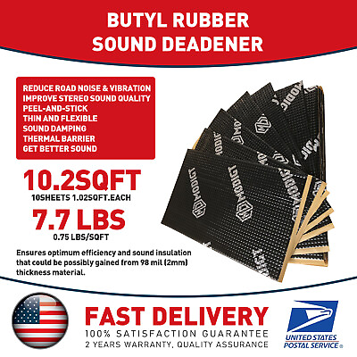 #ad 10x Car Butyl Sound Deadener Mat Proofing Noise 98mil Thick Insulation Material $36.37