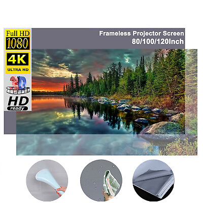 #ad 4K 16:9 HD Projector Screen Portable Projection Movie Screen Home Theater P1N5 $10.91