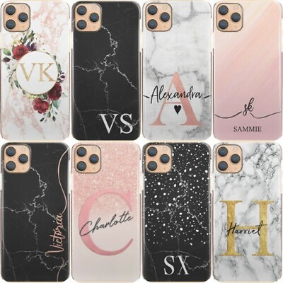 #ad Personalised Phone Case For Apple iPhone 13 12 11 Max Initial Marble Hard Cover $20.20