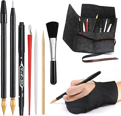 #ad Scratch Art Tools 9 Pcs Scratching Drawing Tools Set: Artist Glove Tools Bag $18.11