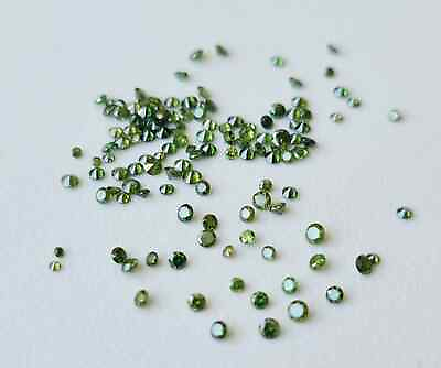 #ad Melee Green Diamonds 1 2mm Round Brilliant Solitaire Diamond 5Pc 40Pc APD22 $38.75