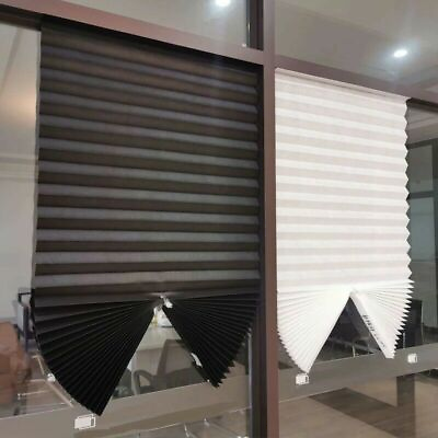 #ad Adhesive Pleated Blinds Shades Sun UV Block Half Blackout Curtain Window Blind $10.49