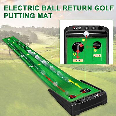 #ad PGM Putting Practice Mat Green Indoor with Electric Ball ReturnDouble Hole $74.90
