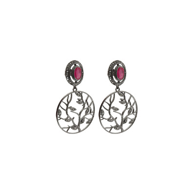#ad 925 Sterling Silver Pink Gemstone Fine Dangle Drop Earrings Jewelry Gift For Her $650.00
