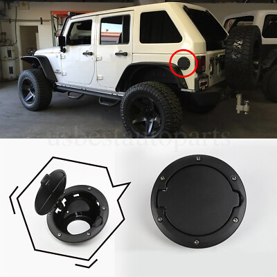 #ad Gas Cap Cover Black Fuel Tank Door Fuel Filler Door Fit For Jeep Wrangler JK JKU $11.99
