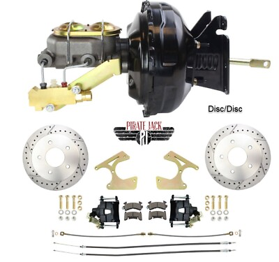 #ad 73 87 Chevy Truck Power Disc Disc Rear Brake Conversion D S Blk PC Calipers $985.00