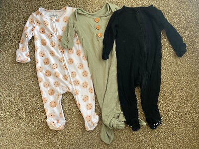 #ad Lot of 3 Caden Lane Size 0 3 Months Long Sleeve Footed Sleepers Gowns Bamboo GUC $34.00
