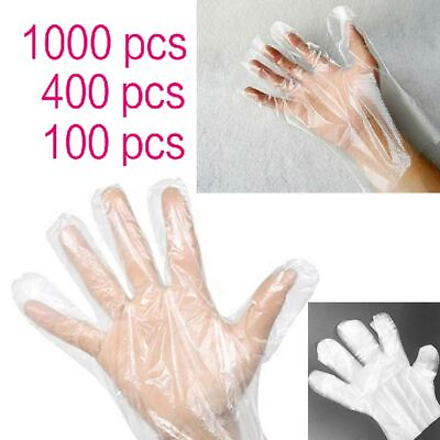 #ad 100 1000x Transparent Plastic Gloves Home Food Cooking Handling Cleaning Glove $62.70
