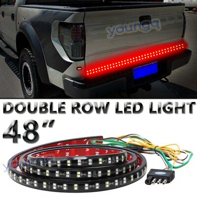 #ad 48quot; Double Row LED Tailgate Light DRL Reverse Brake Strip Truck Car Pickup Kit $23.74