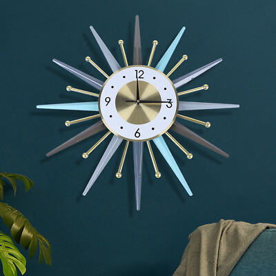 #ad 23In Retro Metal Wall Clocks Nordic Iron Round Starburst Watches Home Decor USA $68.25