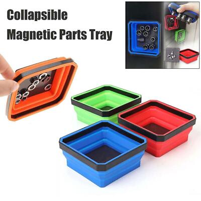 #ad Collapsible Magnetic Parts Tray Silicone Tool Tray for Screw Bolts Nuts Washers $8.28