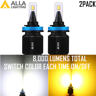 #ad Alla H11 Switchback Dual Bi Color Daytime Running Light Bulb Fog Headlight DRL $49.98