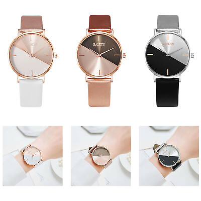 #ad Fashion Ladies Light luxury Geometric Stitching Style Watch Analog Quartz Watch $6.07