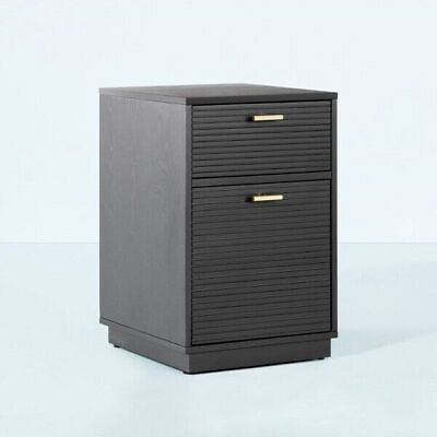 #ad Grooved Wood 2 Drawer Vertical Filing Cabinet Black Hearth amp; Hand with $163.98