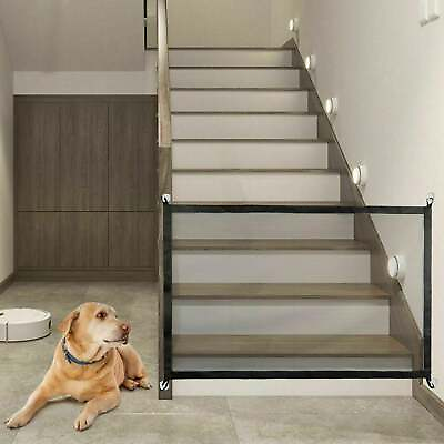 #ad Pets Dog Cat Baby Safety Gate Mesh Fence Magic Portable Guard Net Stairs Doors $62.44