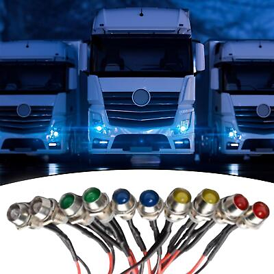 #ad 10Pcs LED Indicator Lights Waterproof 12V DC with 22cm Wires Signal Lights $9.47
