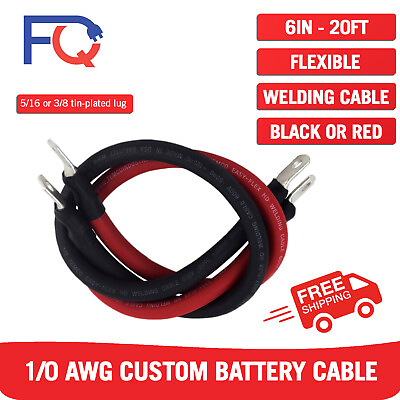 #ad 1 0 AWG Gauge Custom Battery Cable Copper Car Solar Power Wire Inverter Welding $93.45