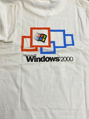 #ad Vintage T Shirt MICROSOFT Windows 2000 Brand New White 100% Cotton Size S $19.99