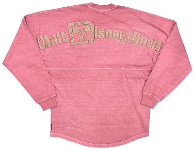 #ad Walt Disney World Spirit Jersey Rose Gold Glitter Oversized Pink Pullover Shirt $39.99