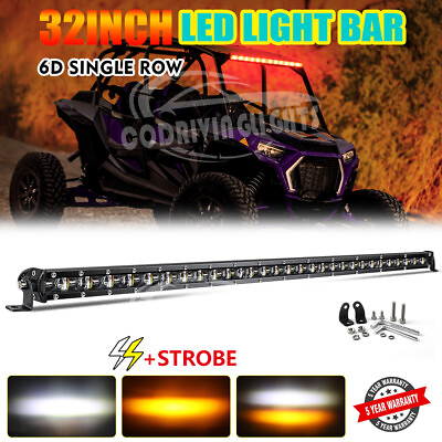 #ad 32quot; Rear Chase LED Light Bar Amber Strobe For Polaris RZR XP 4 1000 900 Can Am $68.74