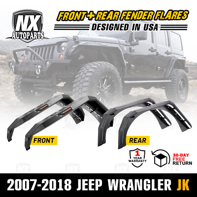 #ad Front amp; Rear Fender Flares for 2007 2018 Jeep Wrangler JK w LED Light Steel 4PC $439.99