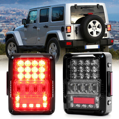 #ad LED Tail Lights Brake Reverse Turn Signal Rear Lamp for Jeep Wrangler JK 2007 18 $68.99