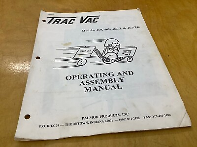 #ad TRU VAC OPERATOR ASSEMBLY MANUAL MODELS 460462462 Z462 ZK;USED GOOD CONDITION $15.00