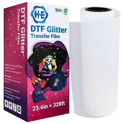 #ad 23.6quot; x 328ft DTF Glitter Transfer Film Roll Cold Peel for Dark Light Fabric $239.36