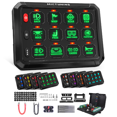 12 Gang RGB Switch Panel ON OFF LED Light Bar Electronic Relay System Marine Kit $125.99