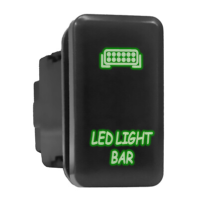 #ad LED LIGHT BAR Green Backlit Push In Switch 1.54quot;x 0.83quot; Fit: Toyota $10.95