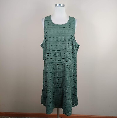 #ad Gap Size 20 Dress Eyelet Cotton Sleeveless Green A Line NWT Womens $9.00