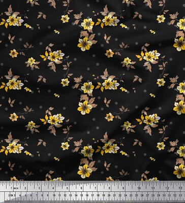 #ad Soimoi Cotton Poplin Fabric Leaves amp; Floral Artistic Decor Fabric NbV $15.99