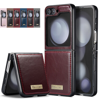 #ad For Samsung Galaxy Z Flip5 4 3 Solid Color Luxury Leather Shockproof Phone Case $10.65