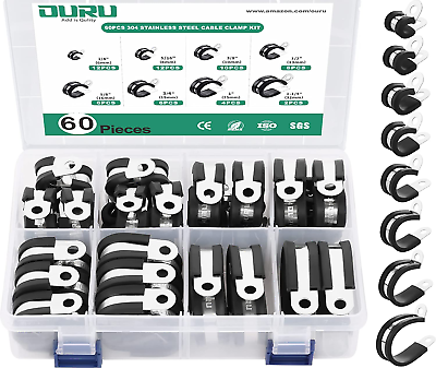 #ad OURU 60PCS Stainless Steel Cable Clamps Assortment Kit $30.49