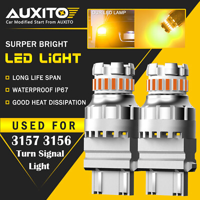 AUXITO 3157 3156 Amber yellow LED Turn Signal Parking Light Bulb Error Free EOA $13.59