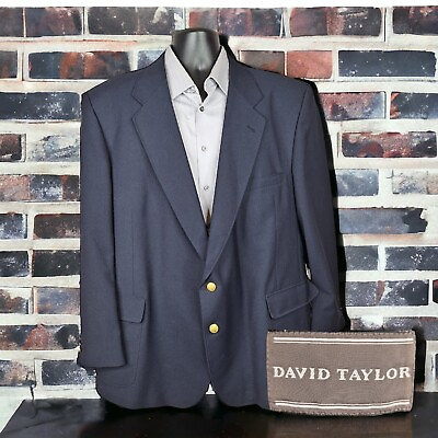 #ad David Taylor Sport Coat Blazer Mens 52R Navy Gold Button $50.00