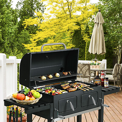 #ad Oversize Charcoal BBQ Grill Liftable Charcoal Tray Backyard Patio Outdoor Cooker $259.99