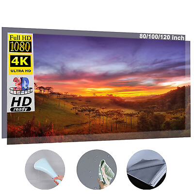 #ad 4K 16:9 HD Projector Screen Portable Projection Movie Screen Home Theater L2B2 $13.91