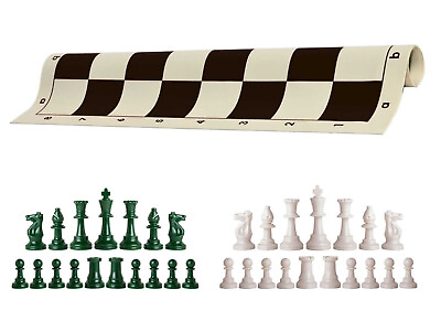 #ad Army amp; White Chess Pieces 20quot; Black Vinyl Board Single Weight Chess Set $22.95