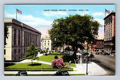 #ad Jackson TN Tennessee Courthouse Square Antique Vintage Souvenir Postcard $7.99