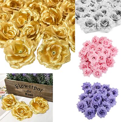 #ad 50PCS Artificial Silk Rose Flower Heads for Wedding Flower Wall DIY Crafts Party $9.69