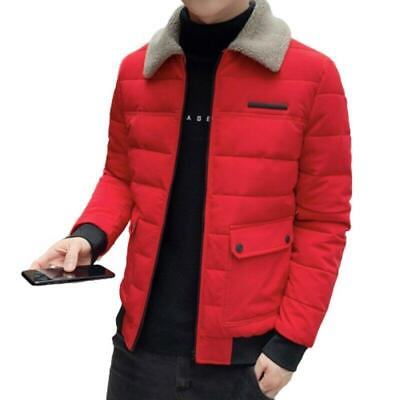 #ad Men#x27;s Winter Cotton Padded Jacket Faux Cashmere Collar Warm Long Sleeve Tops 4XL $54.40