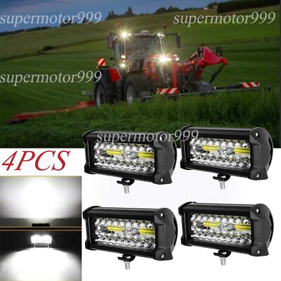 #ad 4x 7#x27;#x27; LED Spot Flood Off Road Work Lights for Truck ATV SUV Tractor Pickup Boat $35.99