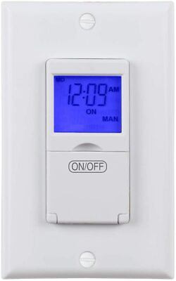 BN LINK 7 Day Programmable In Wall Timer Switch Digital with Blue Light 3 way $16.55